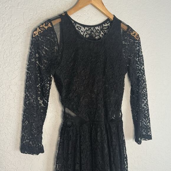 Abercrombie & Fitch Black Lace Mini Dress Mesh Witchy Fall Halloween Goth Y2K - Picture 4 of 8